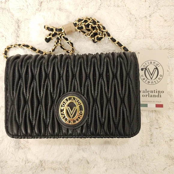 Valentino Orlandi Black Crossbody Bag with Gold Chain - Picture 2 of 9